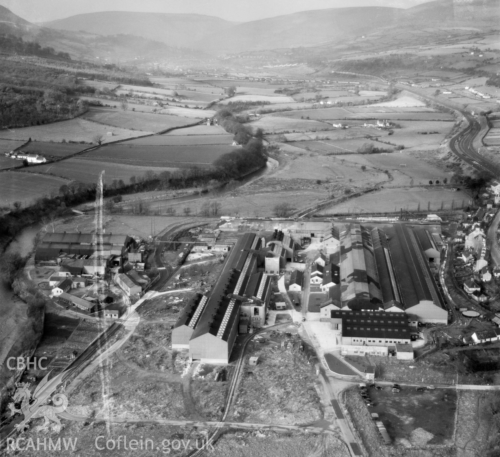 View of Northern Aluminium Company works, Rogerstone, showing camoflaged roofs