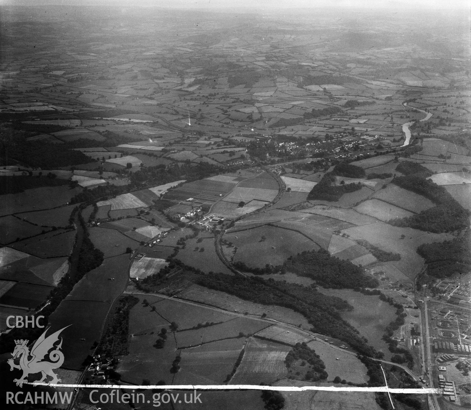 Distant view of Usk showing Glascoed Ordnance factory