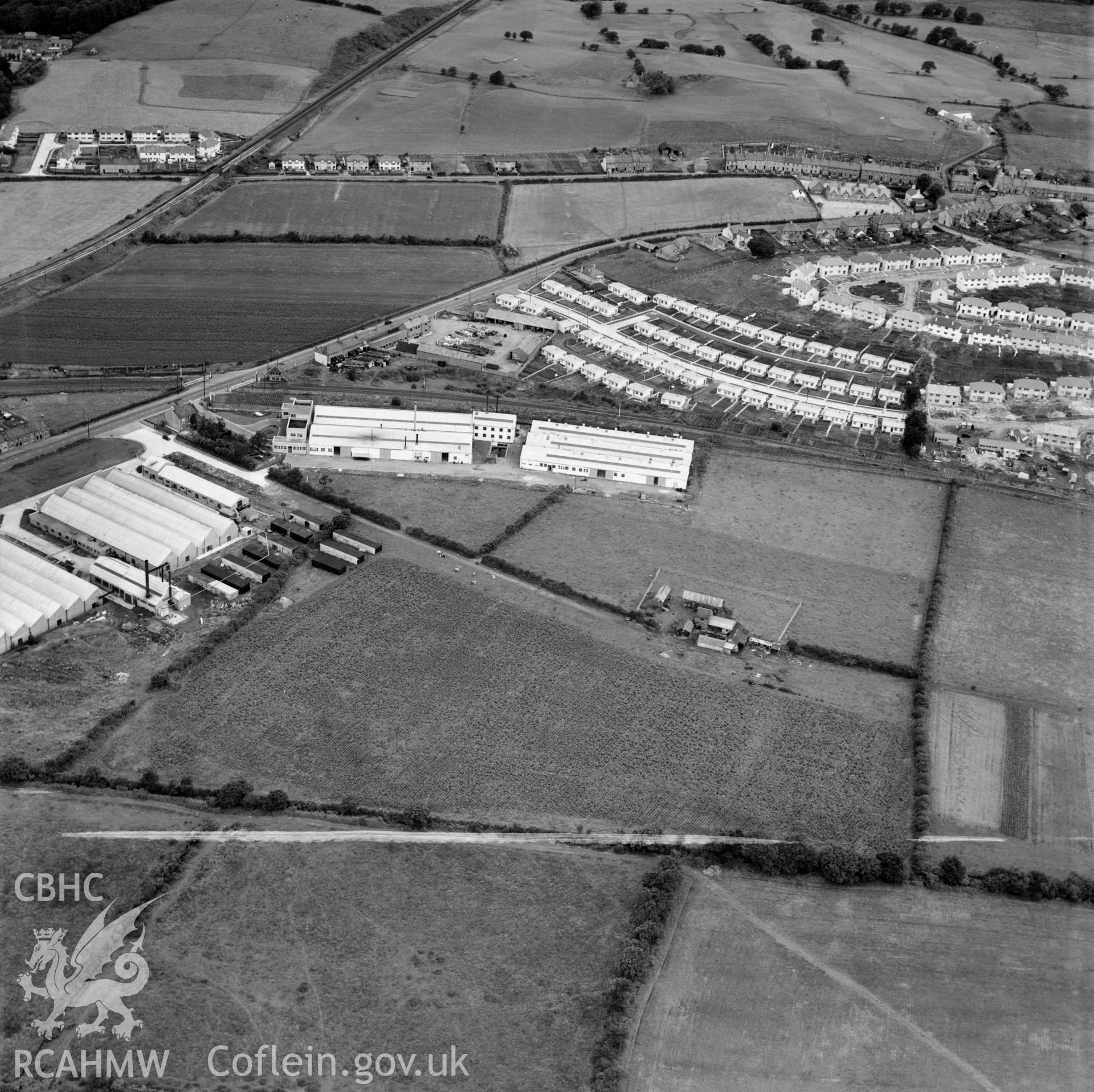 View of factories and housing near Talbot Green, including temporary prefab housing