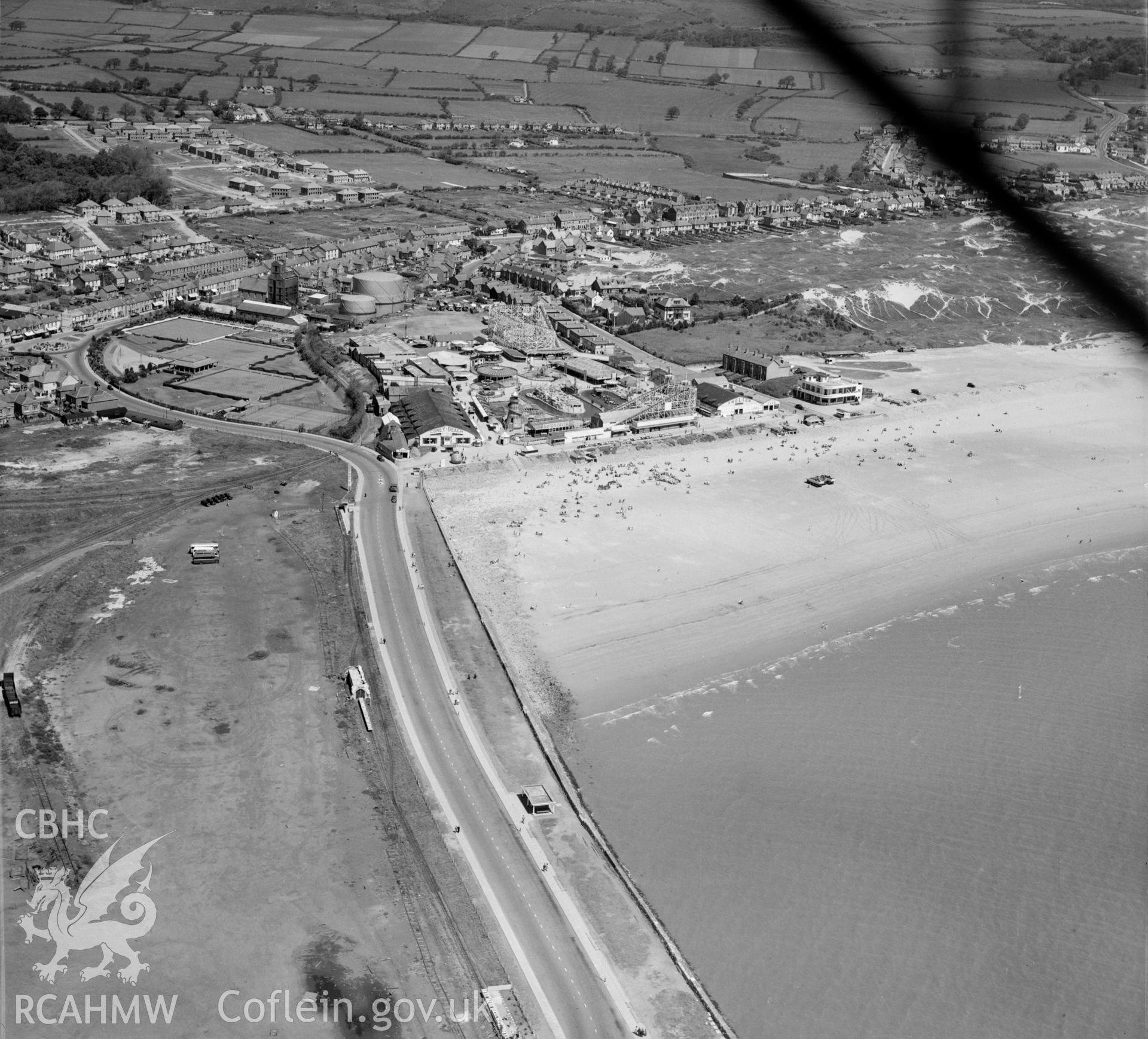 View of Porthcawl showing Coney beach funfair