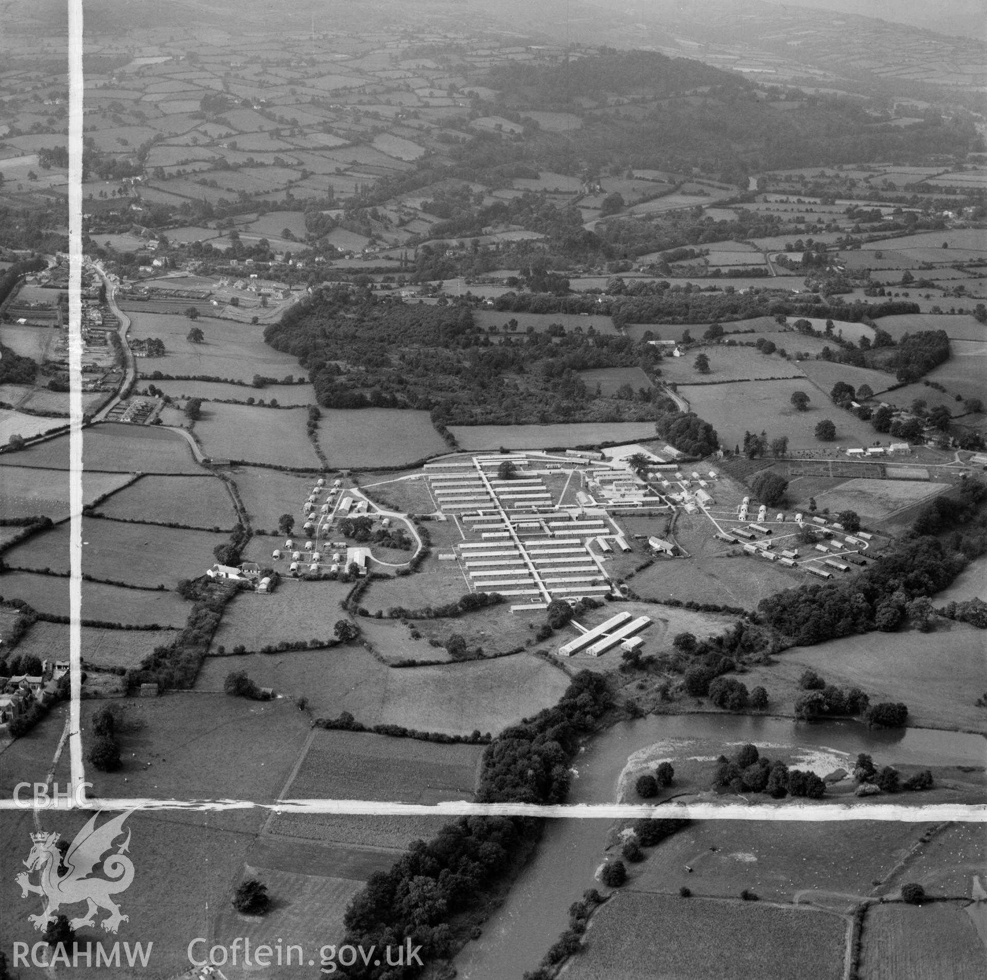 View of Govilon US Army hospital while in use as post-war temporary civilian housing