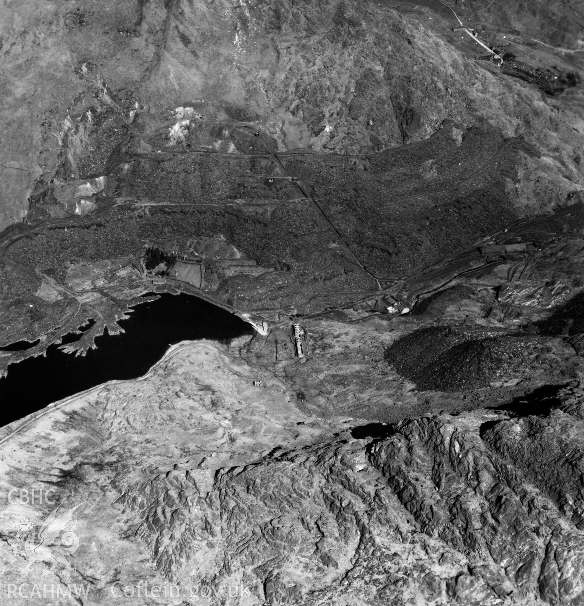 View of Oakley Slate quarries Co. Ltd.. Oblique aerial photograph, 5?" cut roll film.