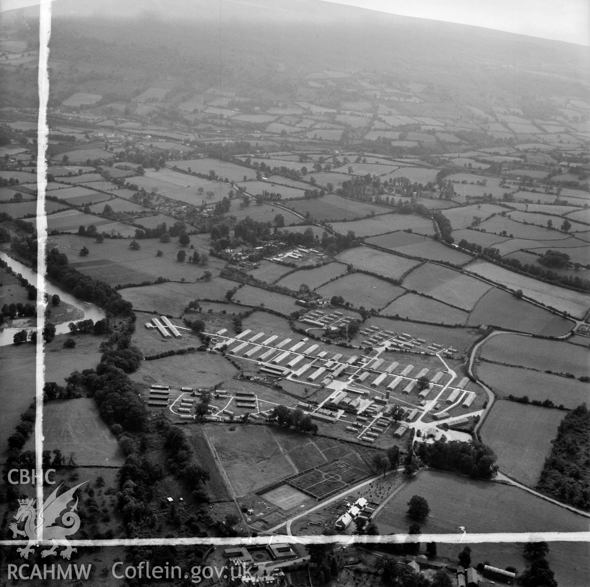 View of Govilon US Army hospital while in use as post-war temporary civilian housing