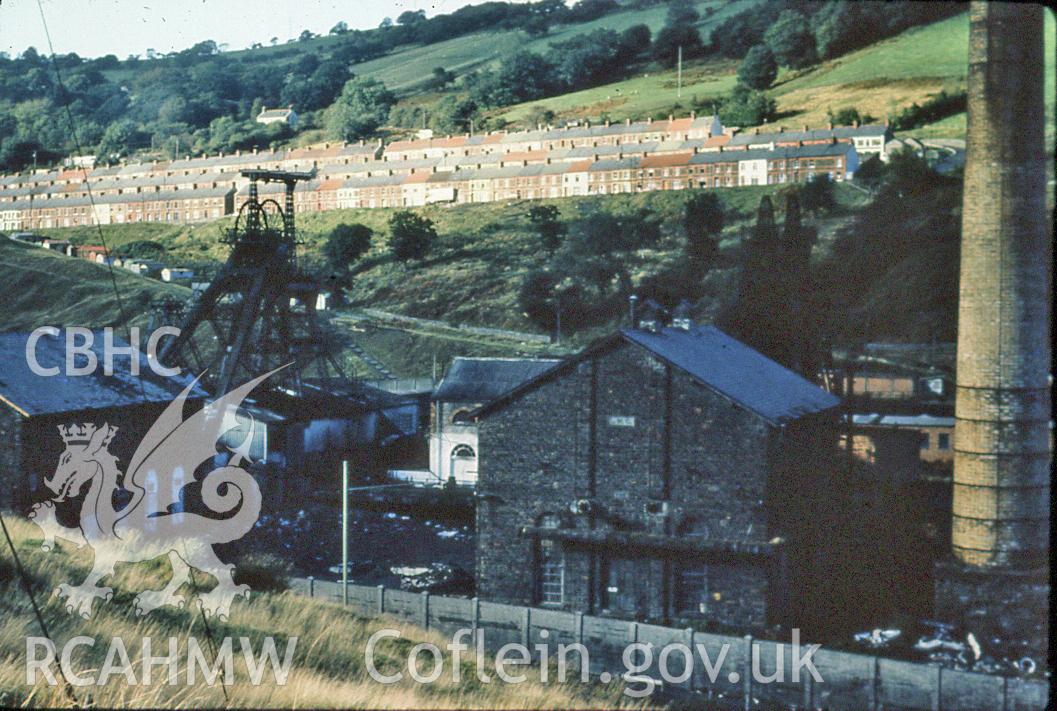 Digital photograph showing Lewis Merthyr Colliery buildings, taken 1975