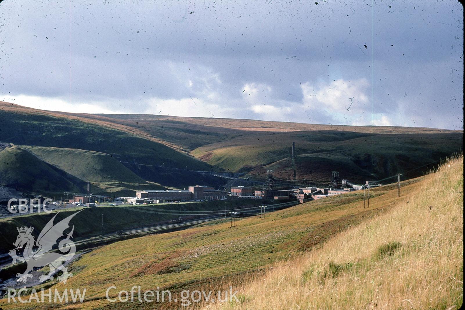 Digital photograph showing Mardy colliery in surrounding landscape, taken 1978