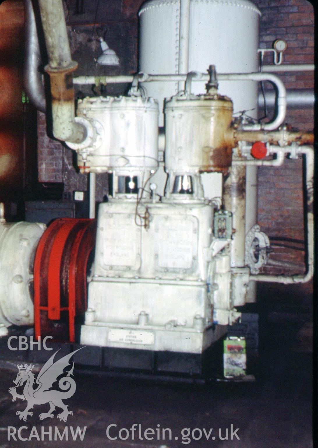 Digital photograph showing station compressor at Uskmouth power station, taken 1980