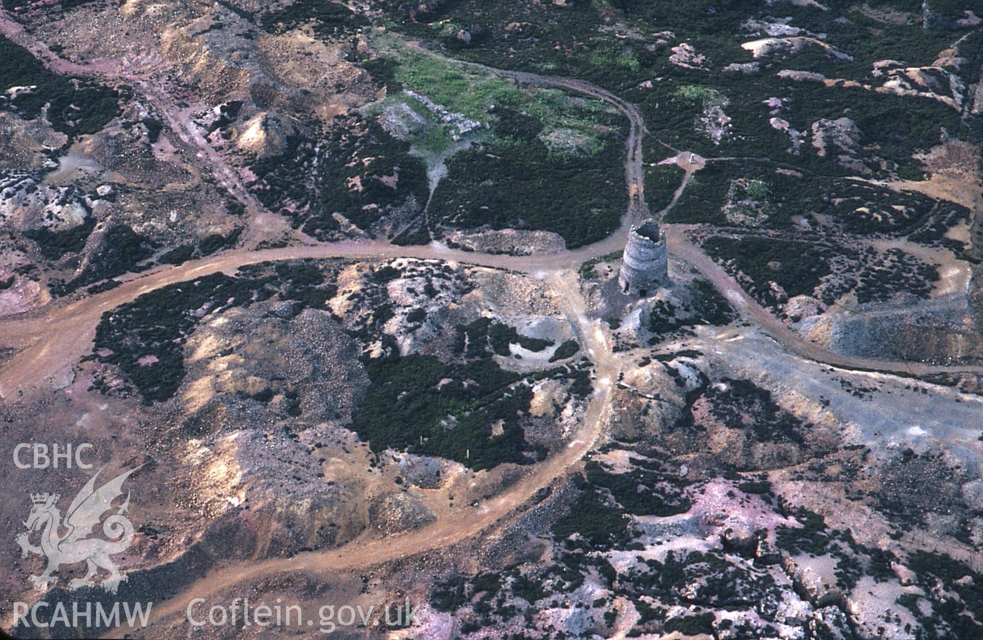 Aerial view of windmill in Parys Mountain, Amlwch.