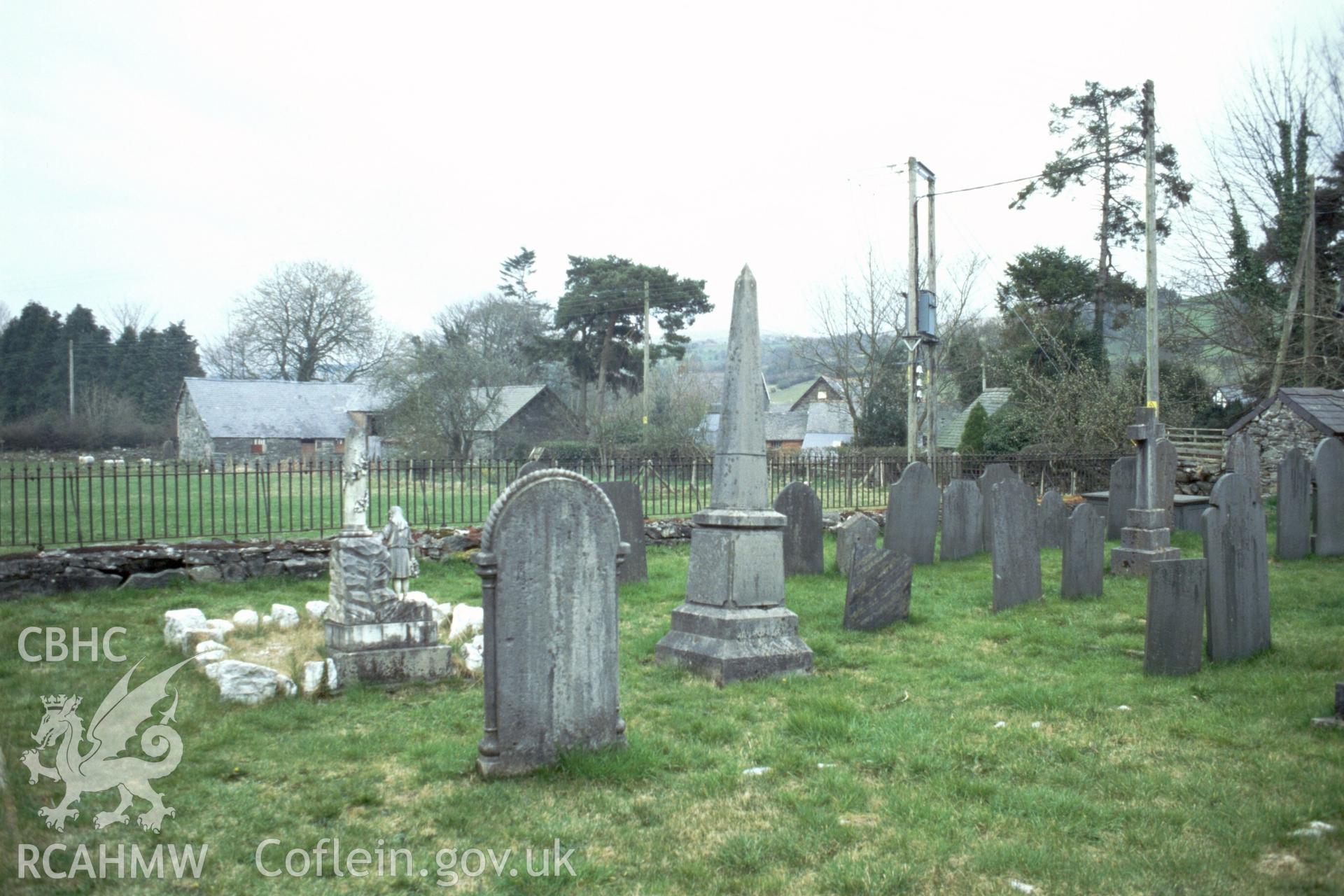 Exterior, graveyard, O M Edward's memorial & NE. boundary railings.