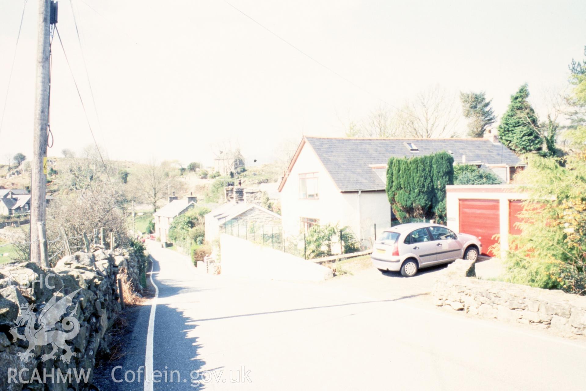 Exterior, front gable entry & r.h. return from E., from Bryn-y-foel