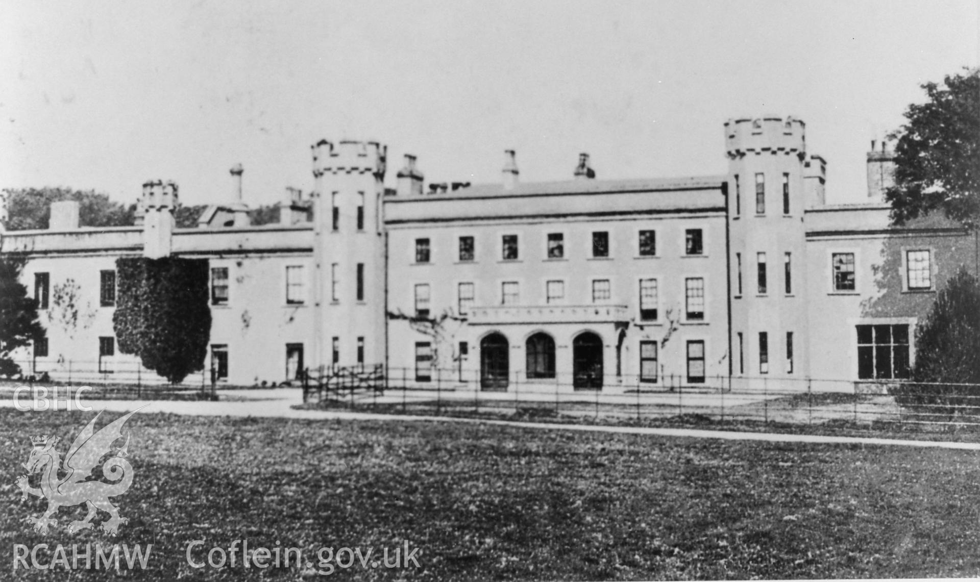 Black and white print of Penrhos, copied from a photograph loaned by Thomas Lloyd.