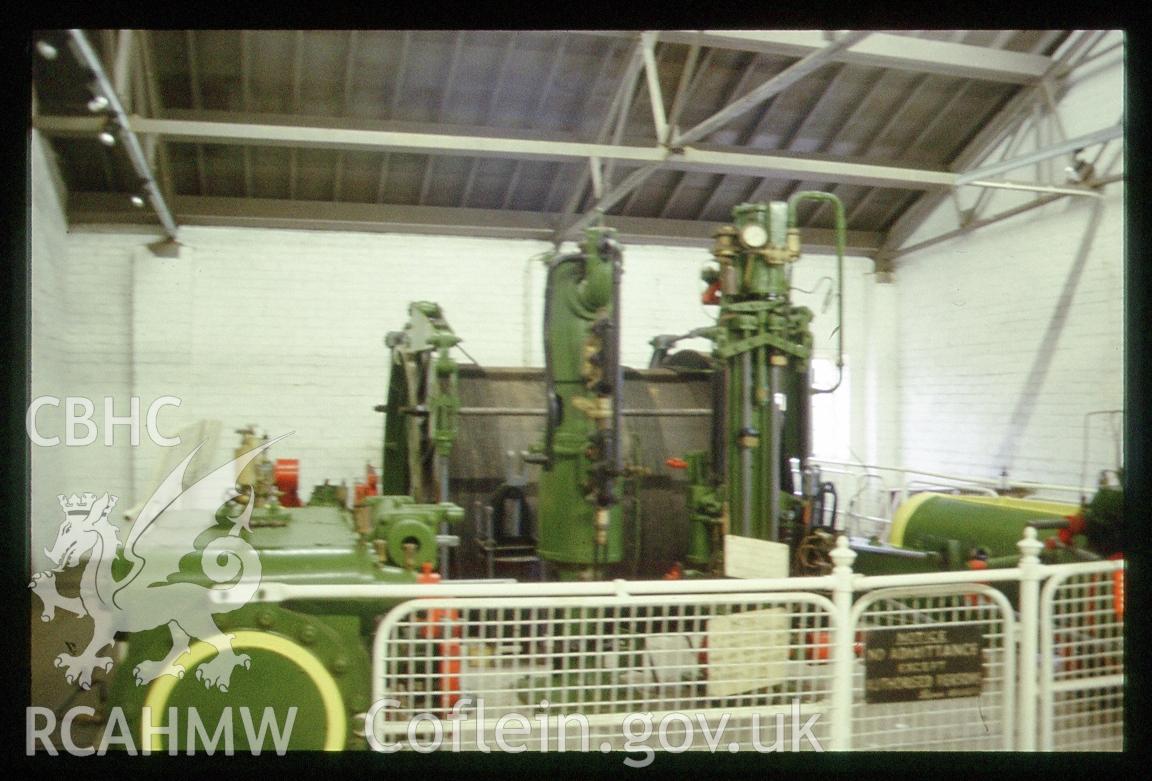 View of winding engine of Morlais colliery at Kidwelly Tinplate Works in 1990