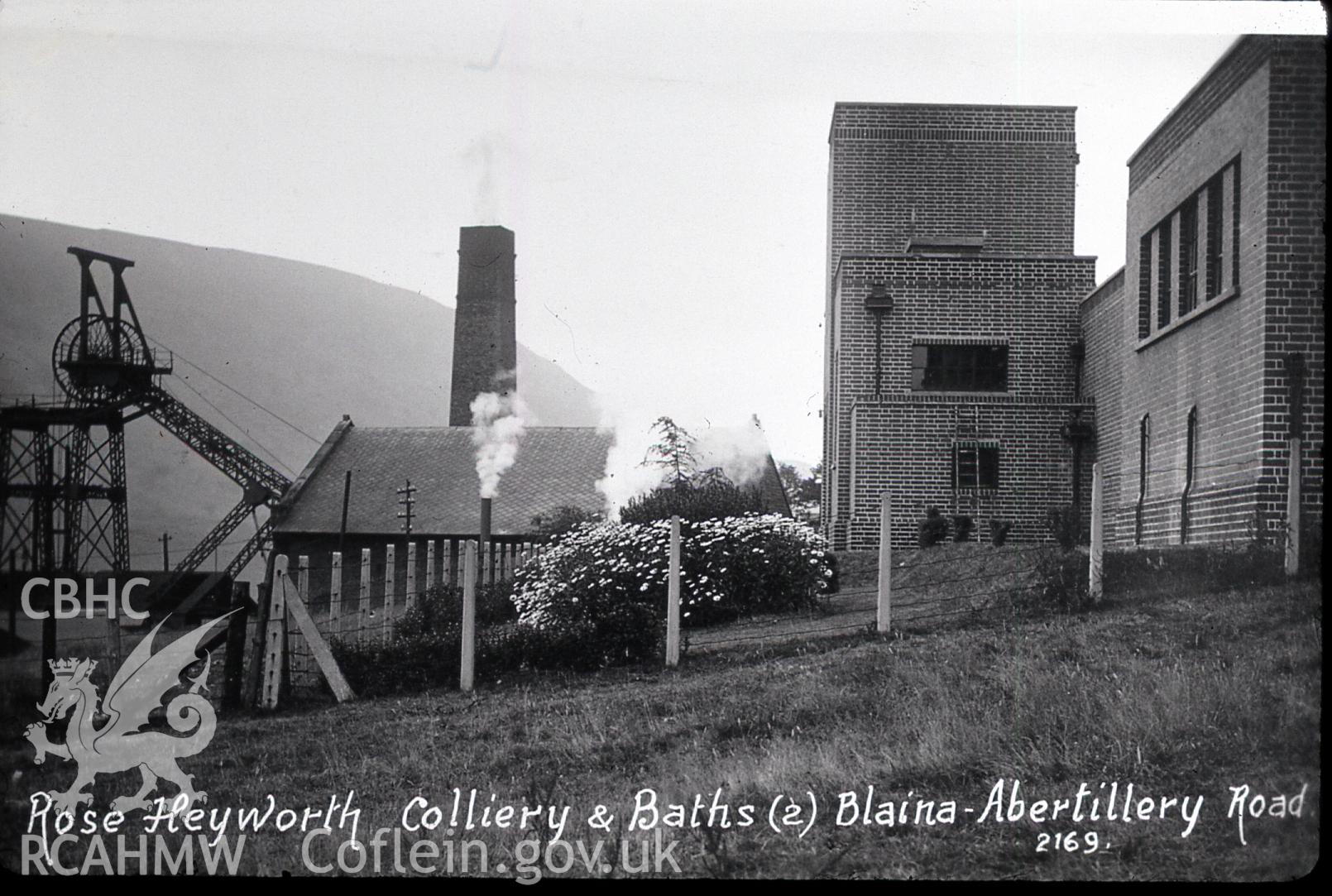 Digital copy of postcard showing Rose Heyworth colliery and baths, undated.