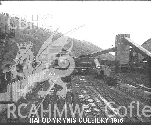 Digital photograph showing Taff Vale extension railway at Hafodyrynys colliery, taken 1972