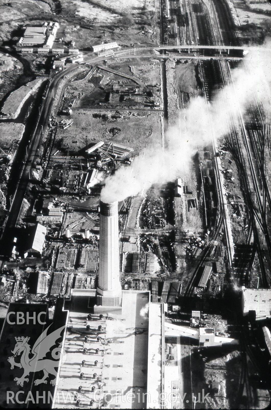 Digital photograph showing Uskmouth Power station under construction in the 1950's