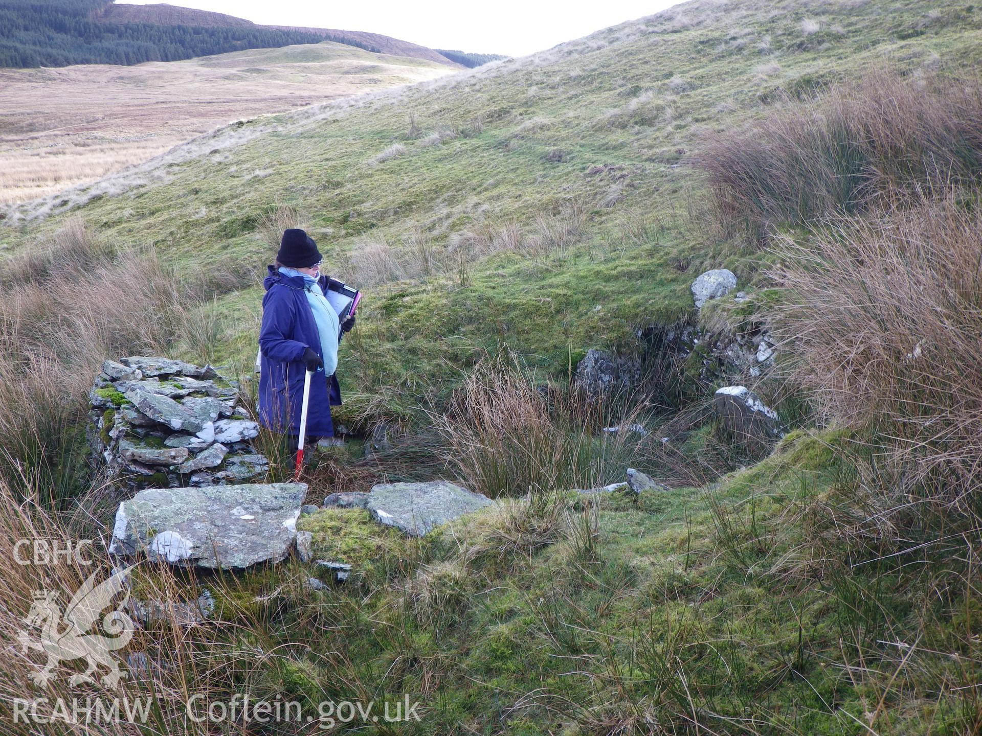 A shelter or fold cut into the base of slope at Bryn Du, looking east southeast.