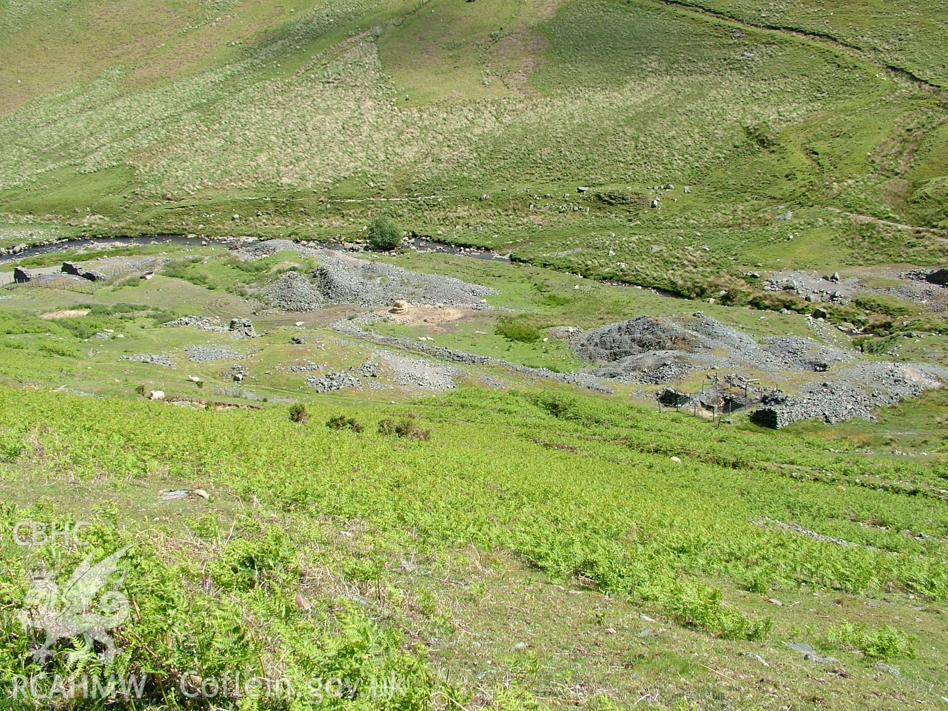 View of mine complex in landscape.