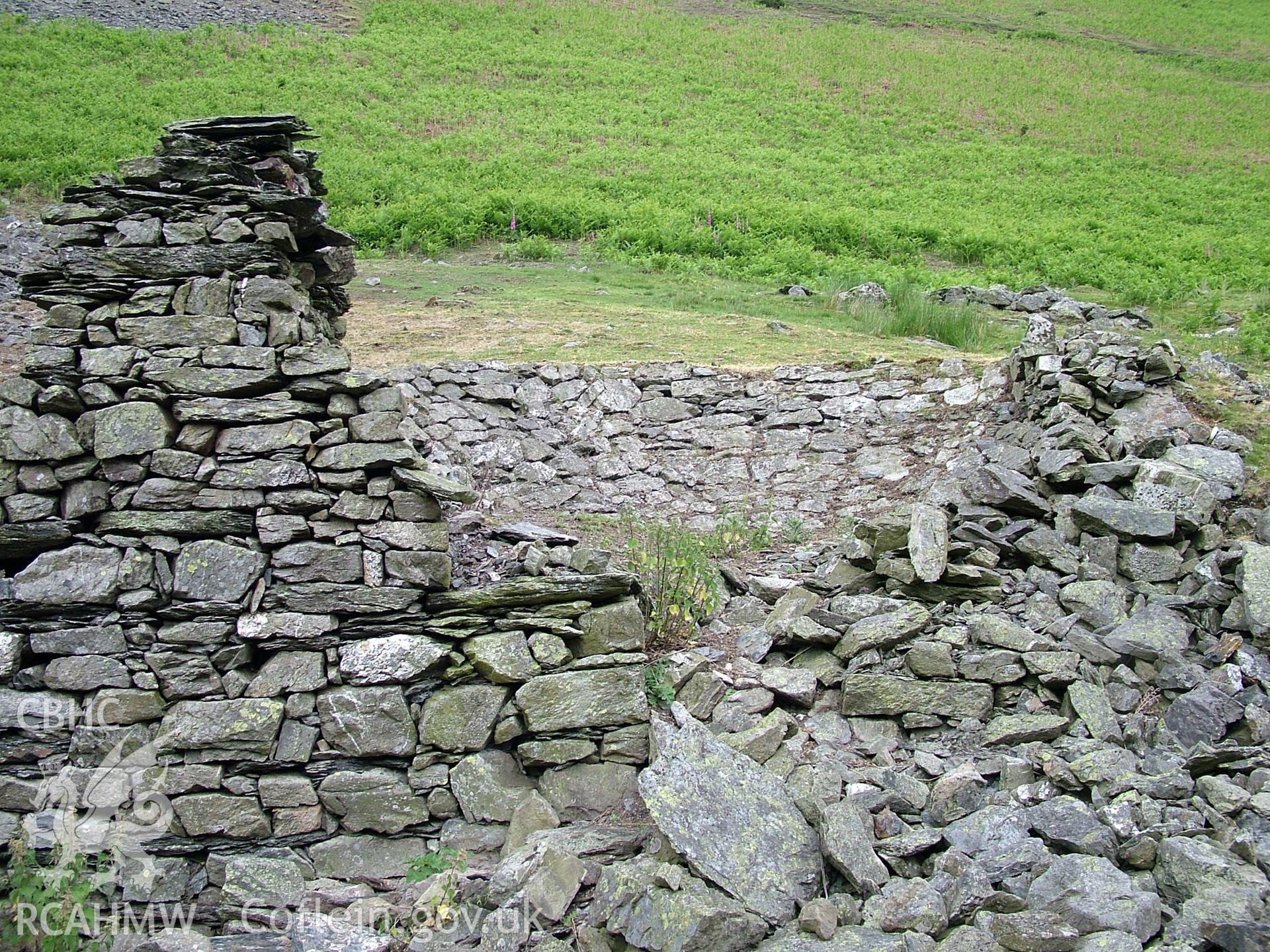 Close up of building remains.