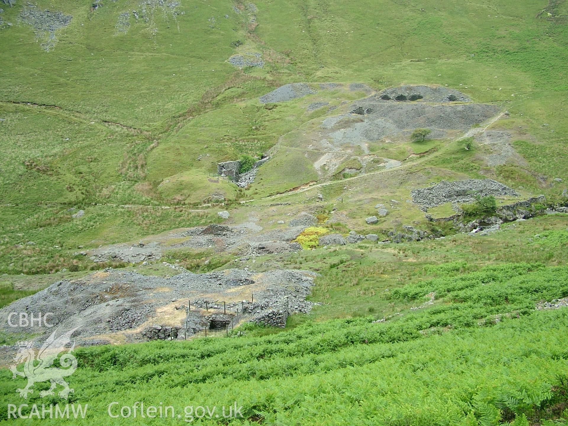 View of mine complex in the landscape.