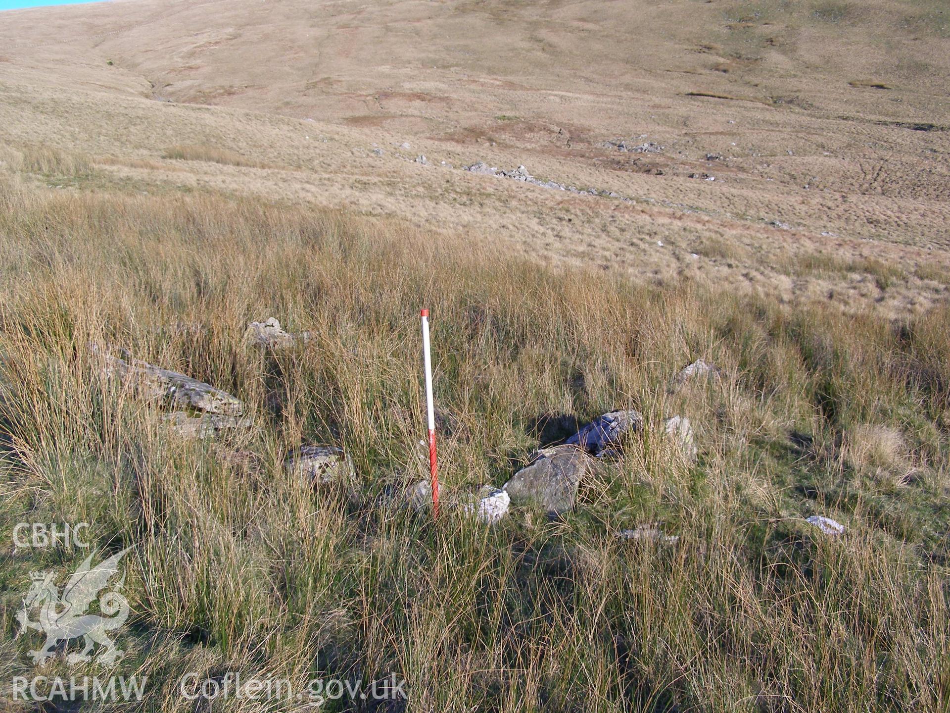 Digital colour photograph of Cwm Gafr structures II taken on 20/12/2007 by P.J. Schofield during the Snowdonia Bethesda Upland Survey undertaken by Oxford Archaeology North.