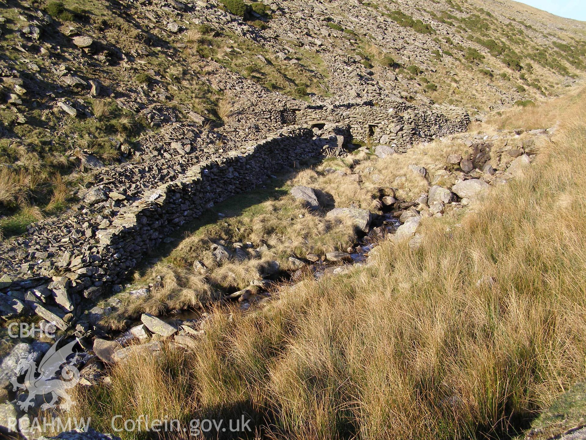 Digital colour photograph of Cwm Gafr sheep fold II taken on 20/12/2007 by P.J. Schofield during the Snowdonia Bethesda Upland Survey undertaken by Oxford Archaeology North.