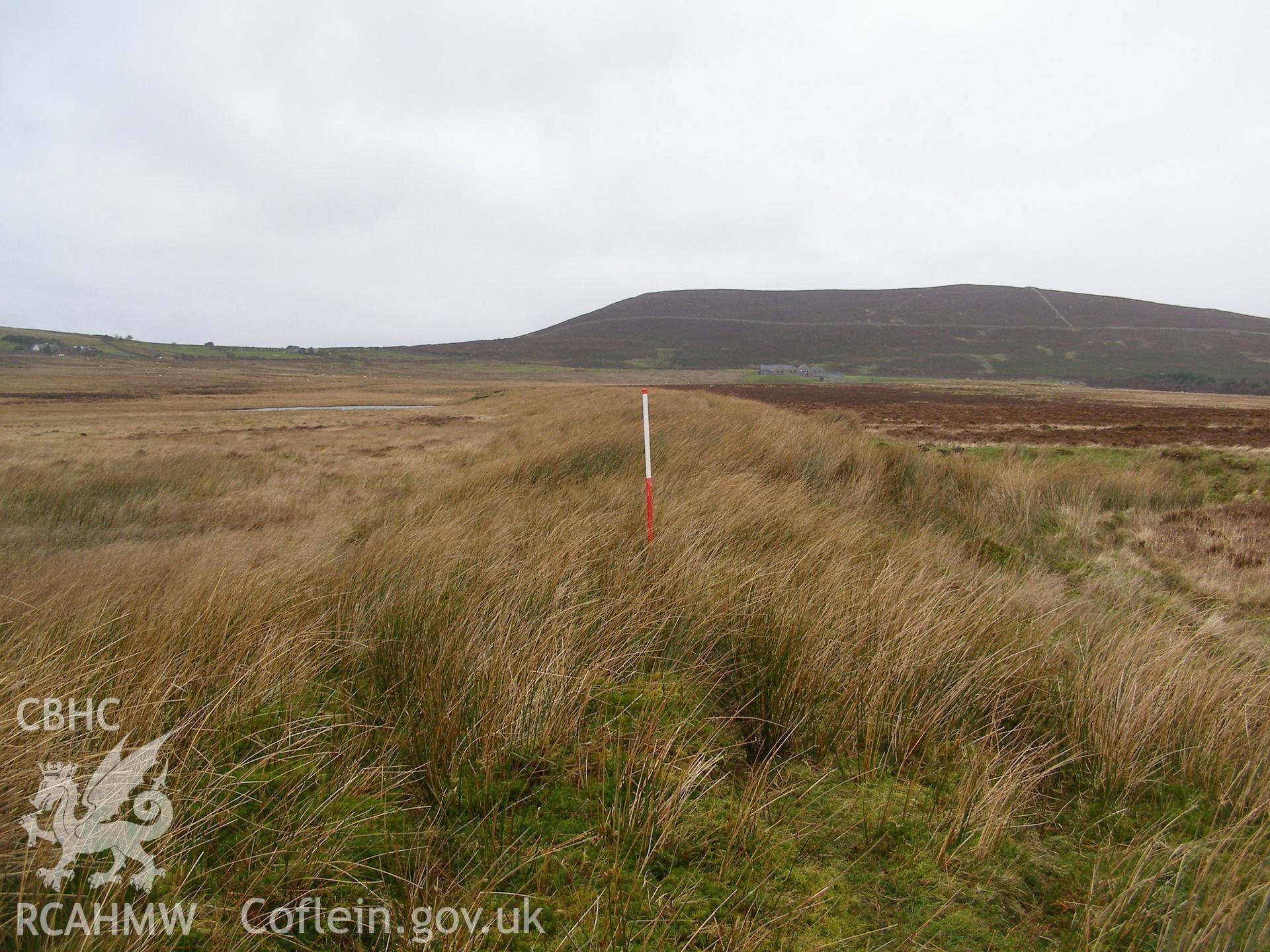 Digital colour photograph of a dam at Llyn y Mynydd taken on 22/01/2008 by P.J. Schofield during the Snowdonia Bethesda Upland Survey undertaken by Oxford Archaeology North.