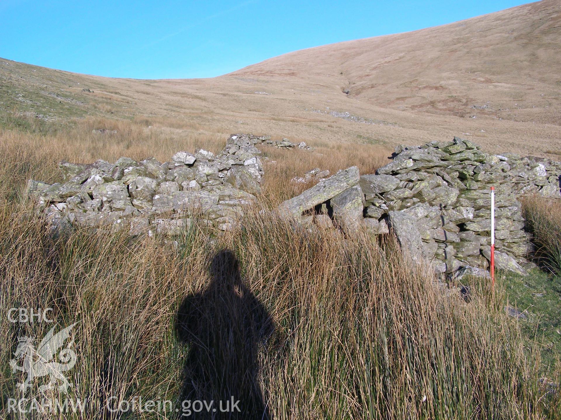 Digital colour photograph of Cwm Gafr sheep fold V taken on 20/12/2007 by P.J. Schofield during the Snowdonia Bethesda Upland Survey undertaken by Oxford Archaeology North.