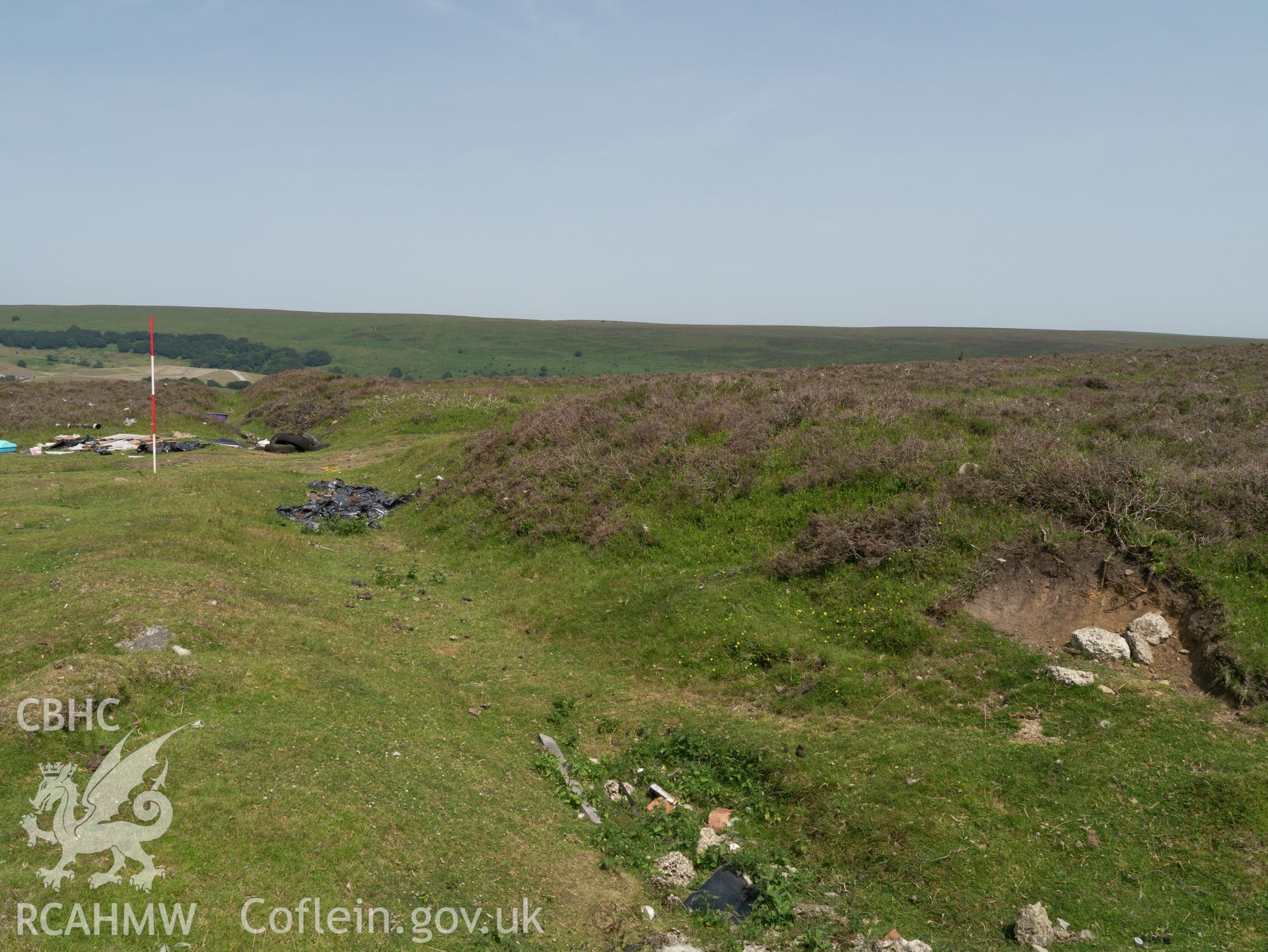 view looking NE showing erosion and modern breach