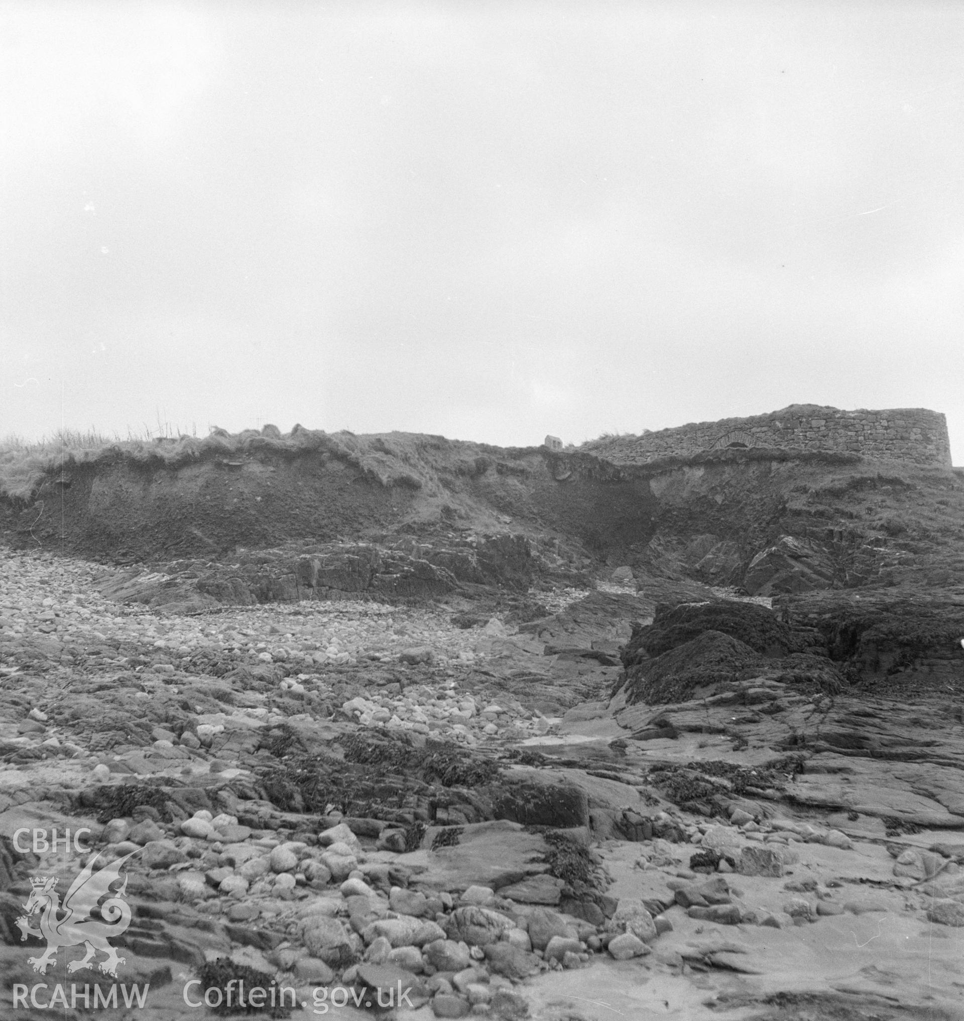 Digital copy of an acetate negative showing old churchyard at St Brides, 14th April 1957.