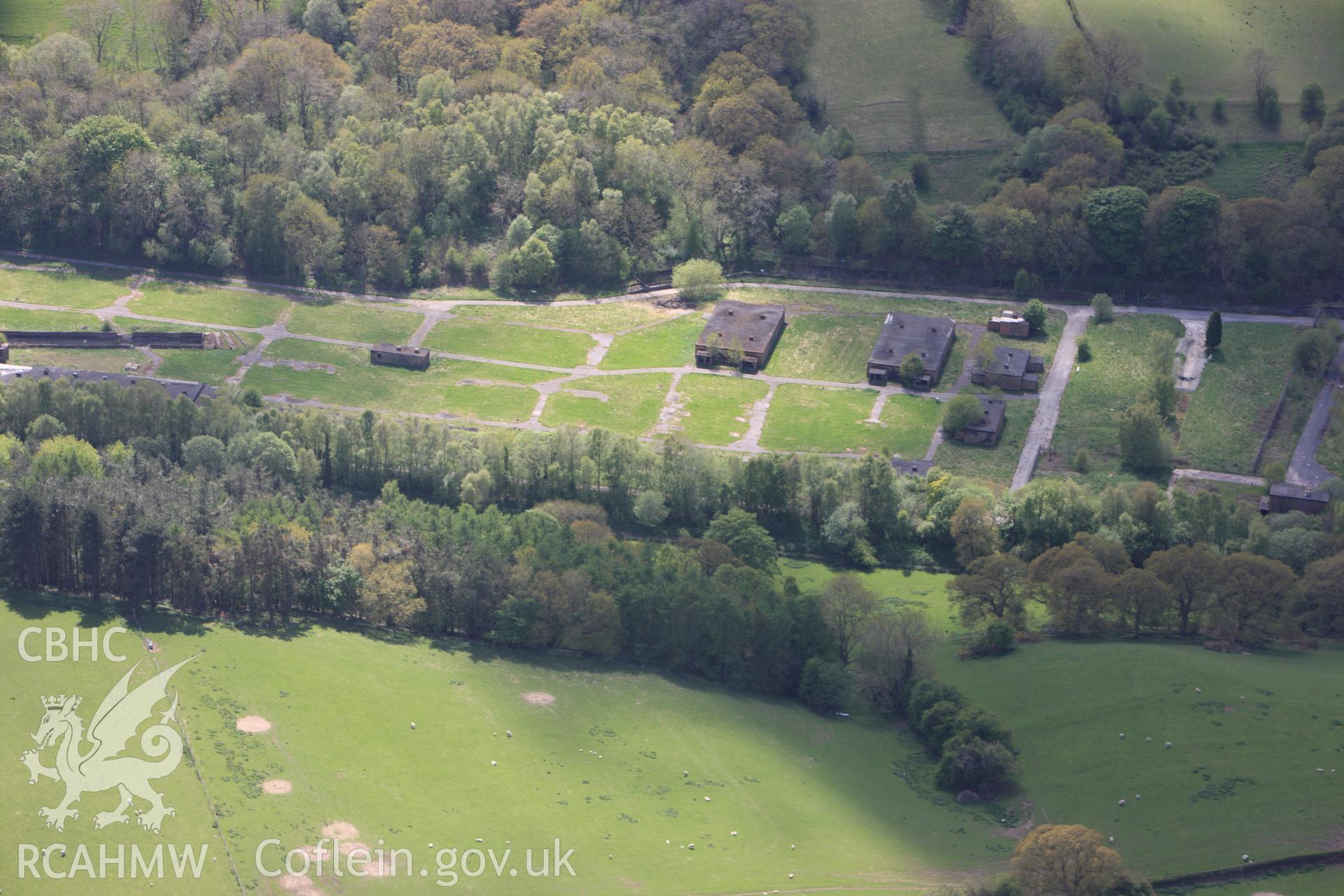 Valley Works, Rhydymwyn, Mold. Oblique aerial photograph taken during the Royal Commission?s programme of archaeological aerial reconnaissance by Toby Driver on 22nd May 2013.