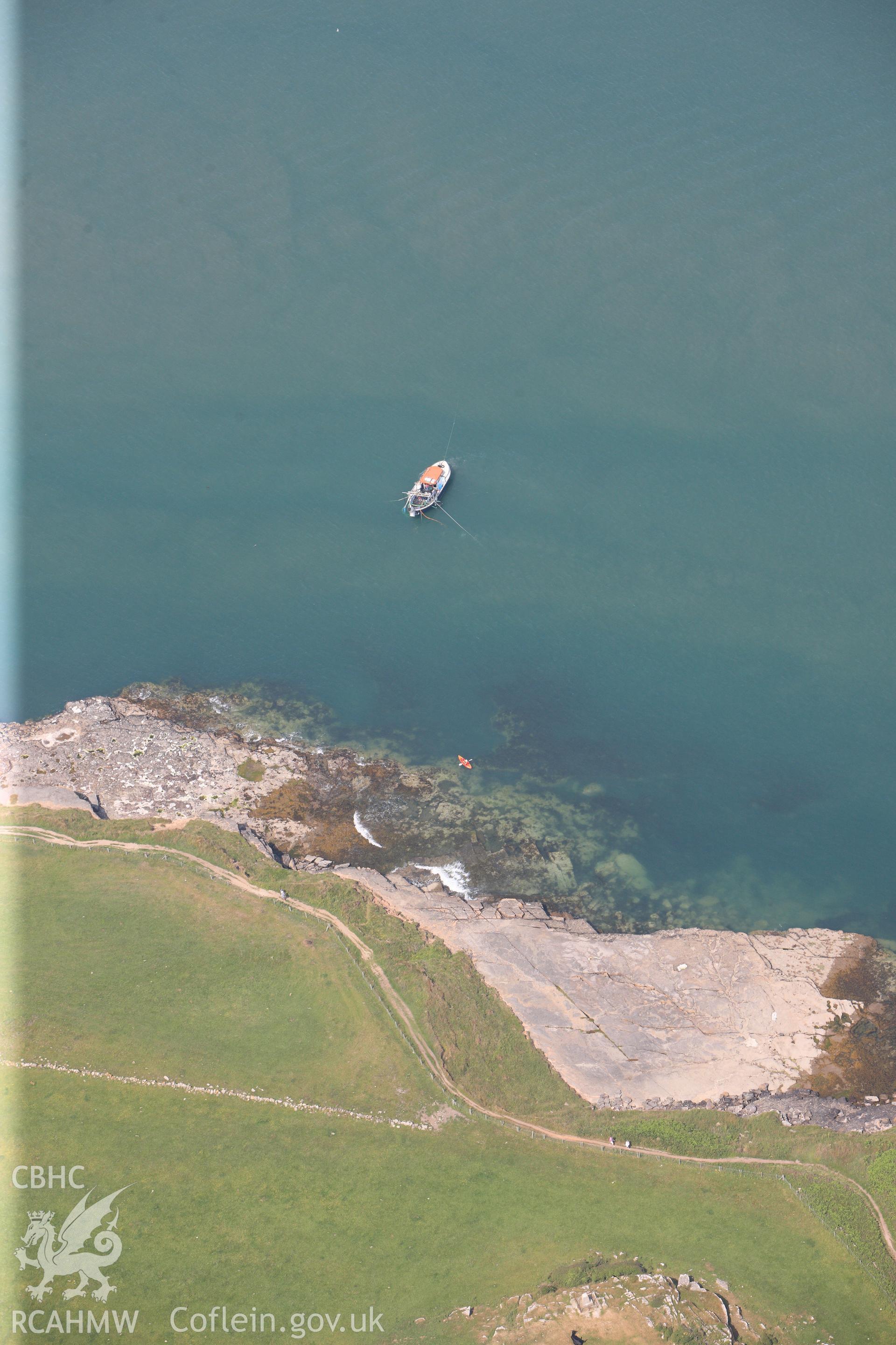 Wreck of the Royal Charter, off the east coast of Anglesey, near Moelfre. Oblique aerial photograph taken during the Royal Commission?s programme of archaeological aerial reconnaissance by Toby Driver on  12th July 2013.