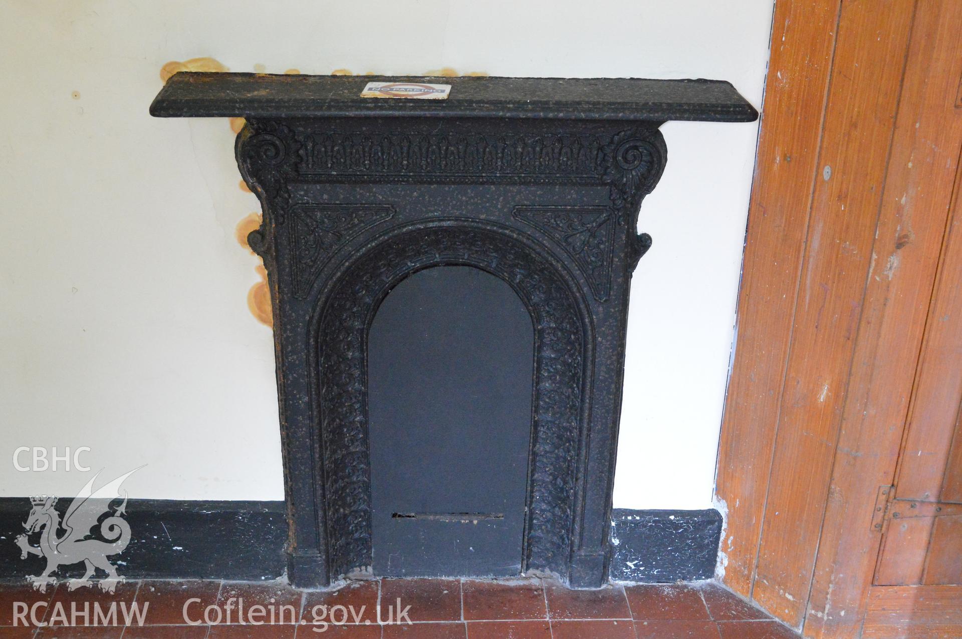Internal view of the kitchen fireplace. Digital colour photograph taken during CPAT Project 2396 at the United Reformed Church in Northop. Prepared by Clwyd Powys Archaeological Trust, 2018-2019.