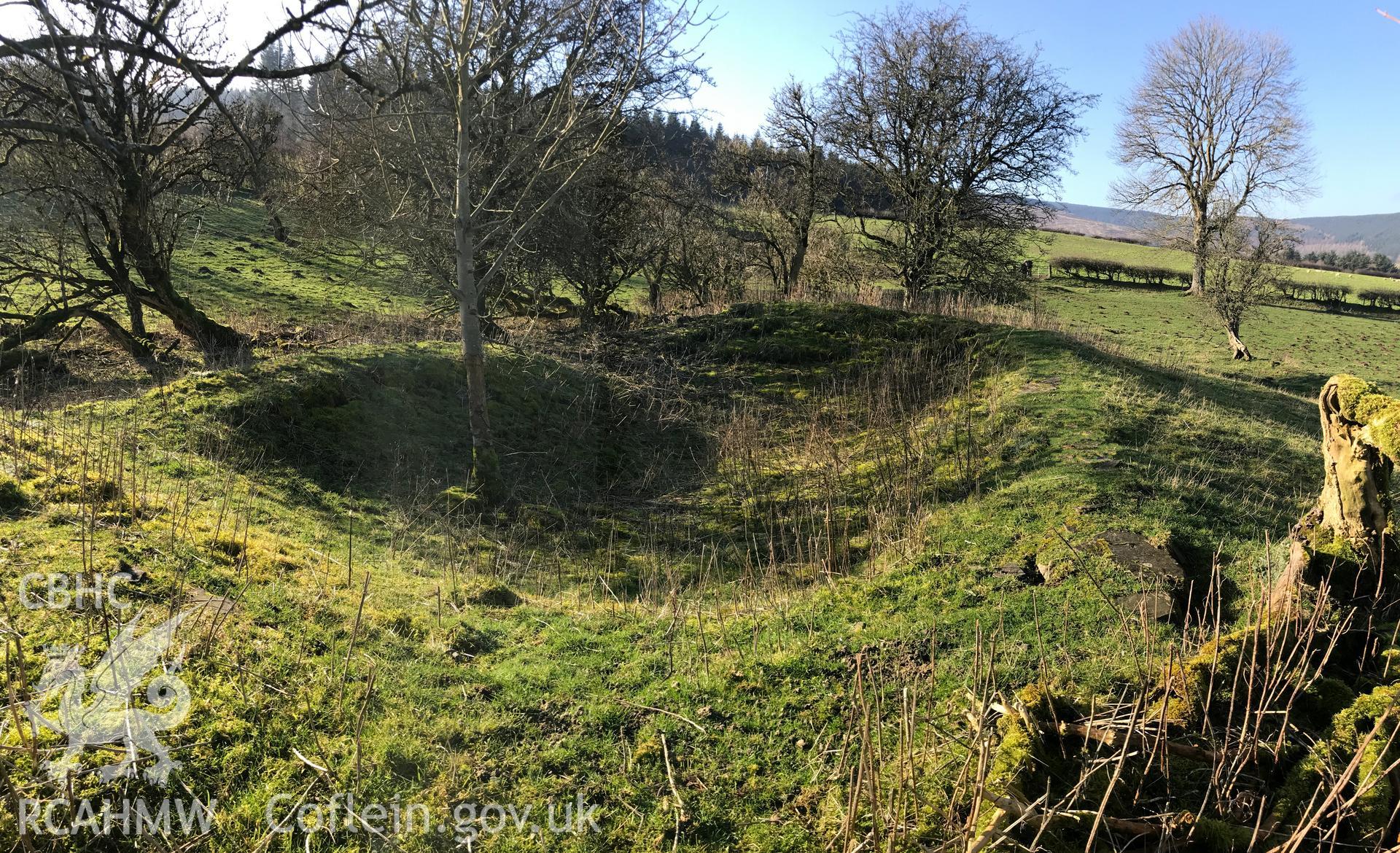 Digital colour photograph showing the site of Ednol Church, west of Presteigne, taken by Paul Davis on 7th February 2020.