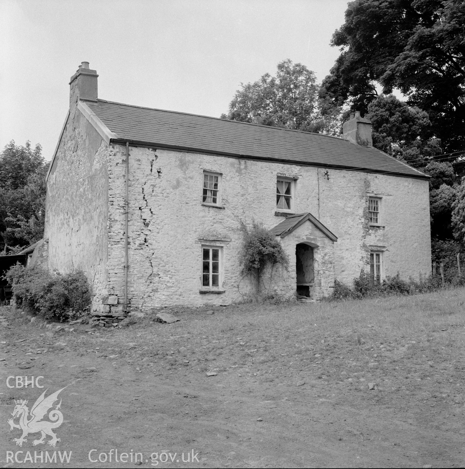 Digital copy of a black and white negative showing an exterior view of Allt y Fanog.