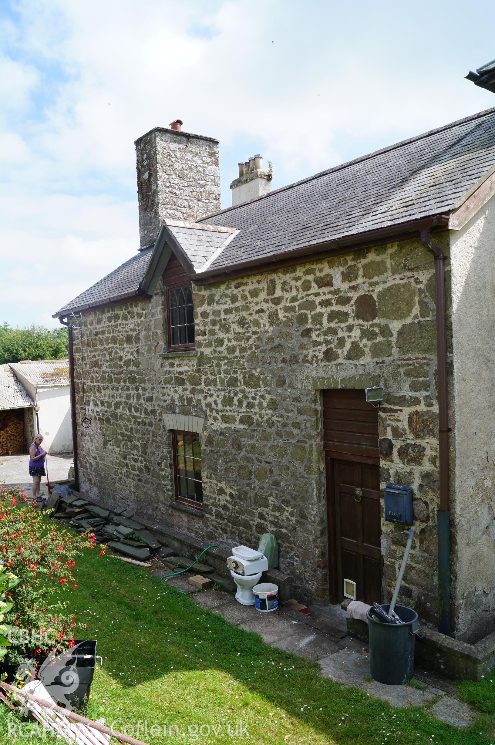 View 'looking southeast at the eastern part of the northeast face of Robeston House.' Photograph & description by Jenny Hall & Paul Sambrook of Trysor, 22nd June 2017.