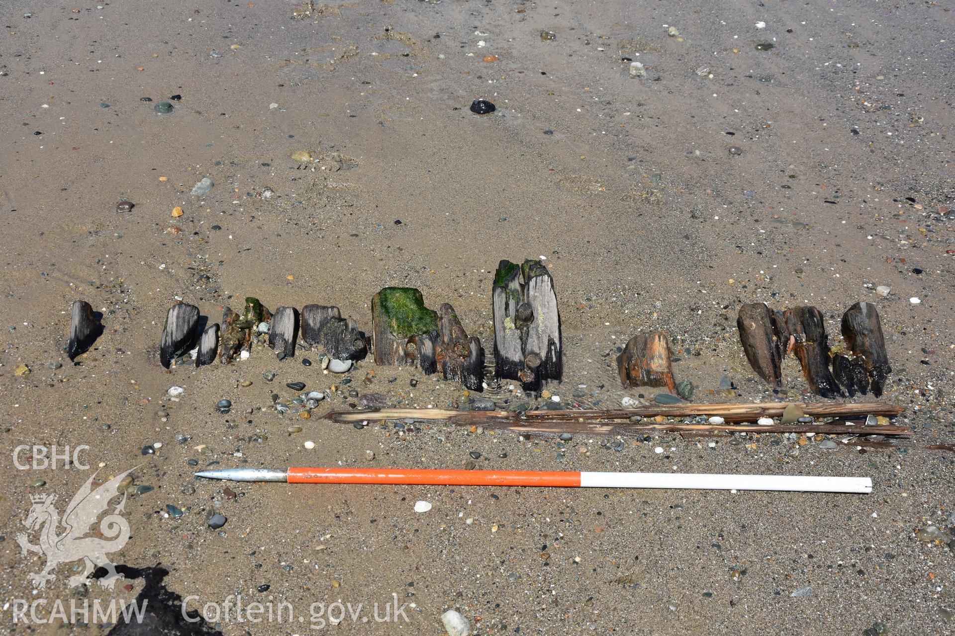 Baseline photo survey of unnamed wreck on The Warren sands, thought to be the FOSIL, taken at 0.9m low tide on 26th April 2018. ? Crown: CHERISH PROJECT 2017. Produced with EU funds through the Ireland Wales Co-operation Programme 2014-2020. All material made freely available through the Open Government Licence.