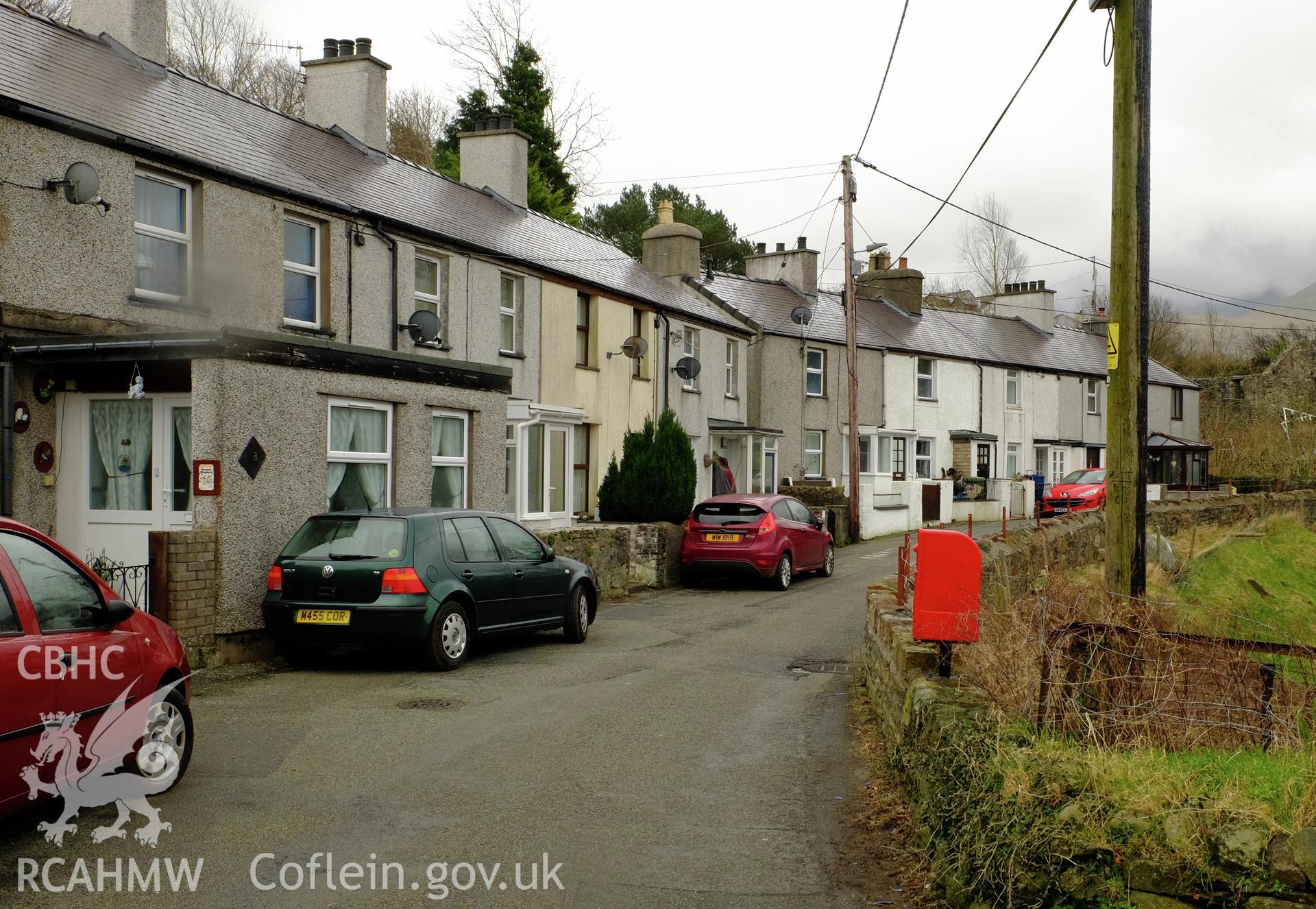 Colour photograph showing view looking south east at Bontuchaf, Bethesda, produced by Richard Hayman 16th February 2017