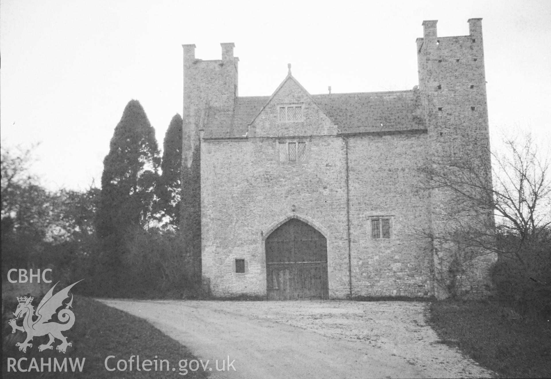 Digital copy of a nitrate negative showing unidentified building. From the Cadw Monuments in Care Collection.