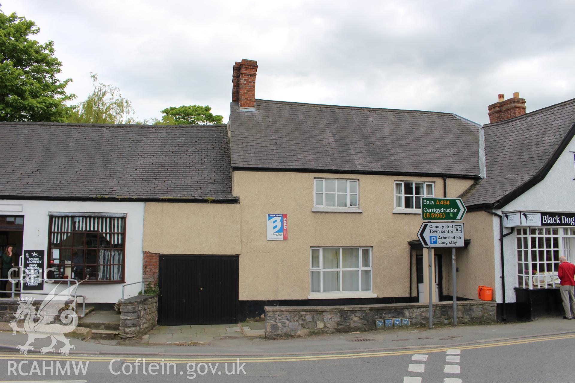 Colour photograph showing exterior view of 3, 5 and 7 Mwrog Street, Ruthin. Photographed during survey conducted by Geoff Ward on 14th May 2014.