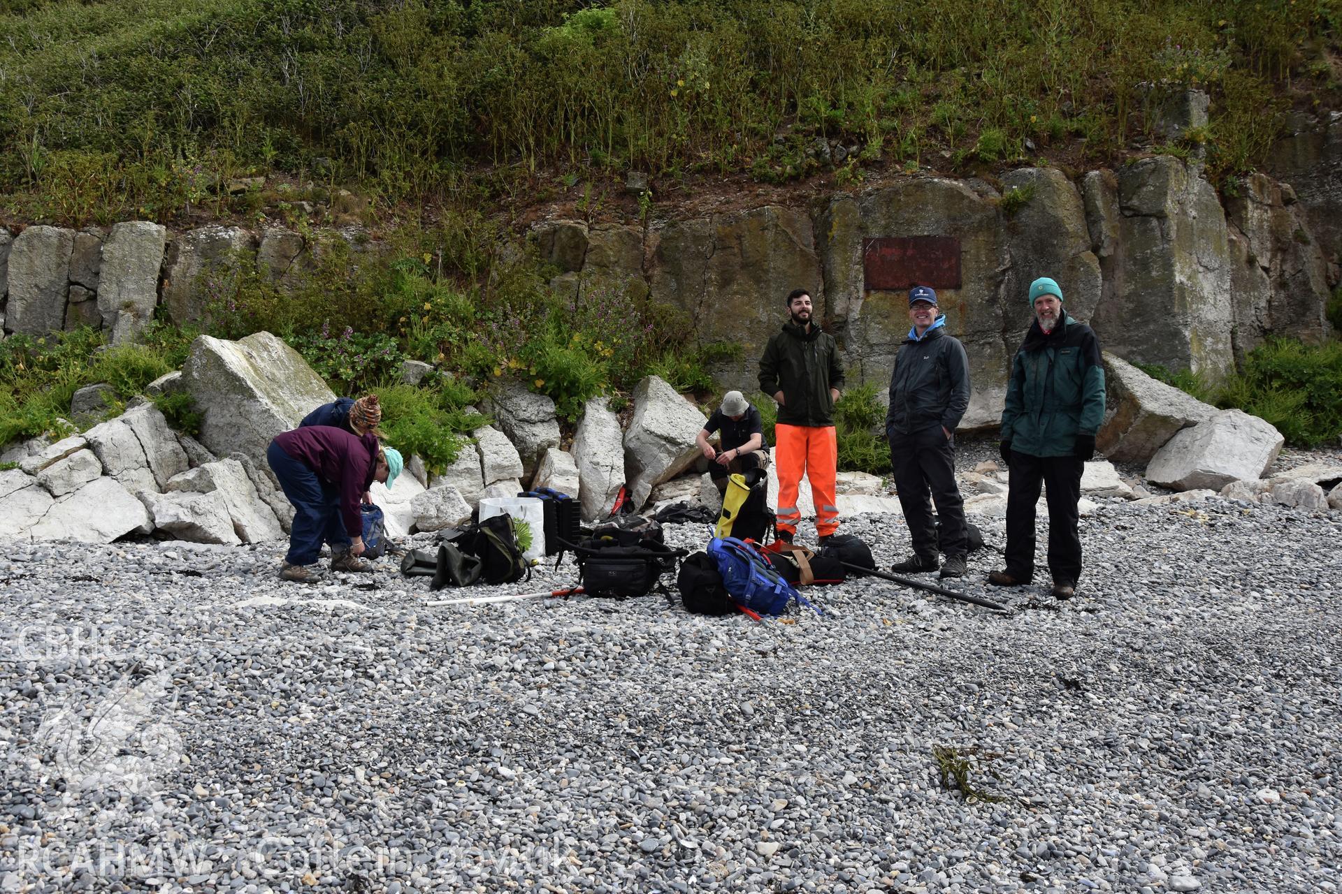 Investigator's photographic survey of the beach and landing place at Puffin Island for the CHERISH Project. ? Crown: CHERISH PROJECT 2018. Produced with EU funds through the Ireland Wales Co-operation Programme 2014-2020. All material made freely available through the Open Government Licence.