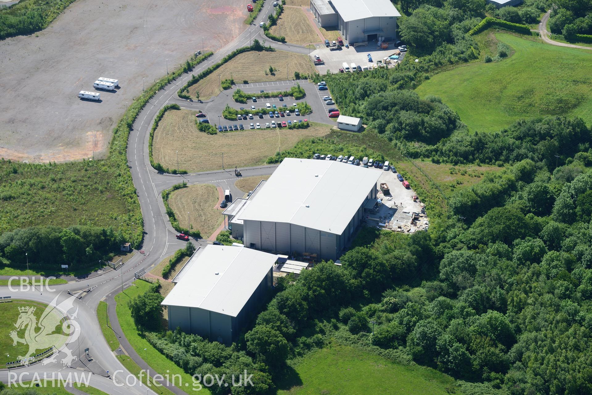Dragon International Studios also known as 'Valleywood'. Oblique aerial photograph taken during the Royal Commission's programme of archaeological aerial reconnaissance by Toby Driver on 19th June 2015.