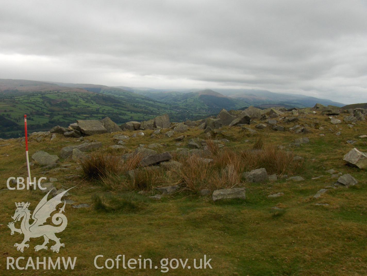 Digital colour photograph of Crug Hywel camp taken on 09/05/2007 by N.A.R. Vaughan during the Black Mountain Central South Upland Survey undertaken by Archaeophysica.