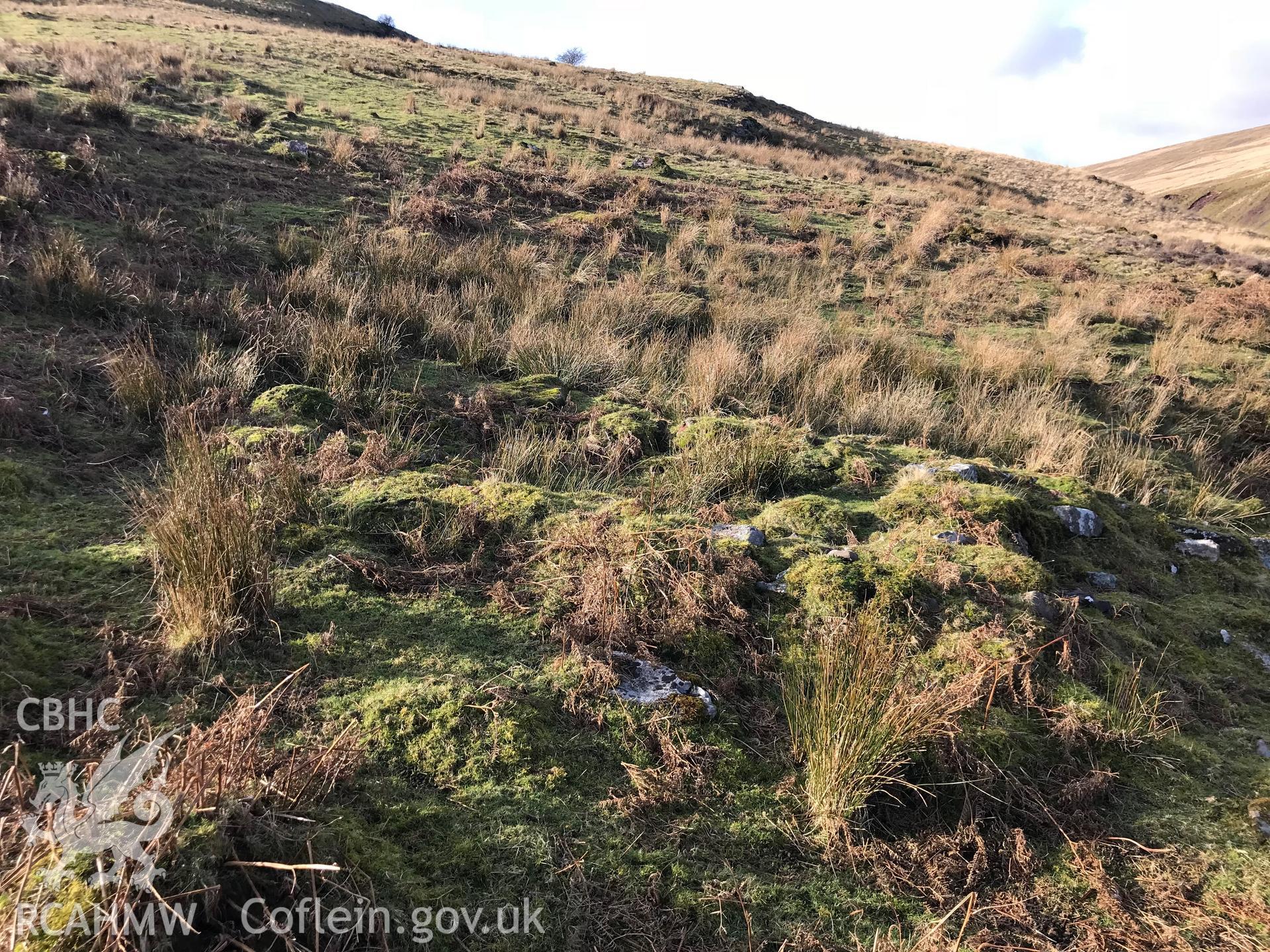 Digital colour photograph of Cwm Hafes pen or possible sheepfold, Llywel, Glyntawe, taken by Paul R. Davis on 11th February 2019.