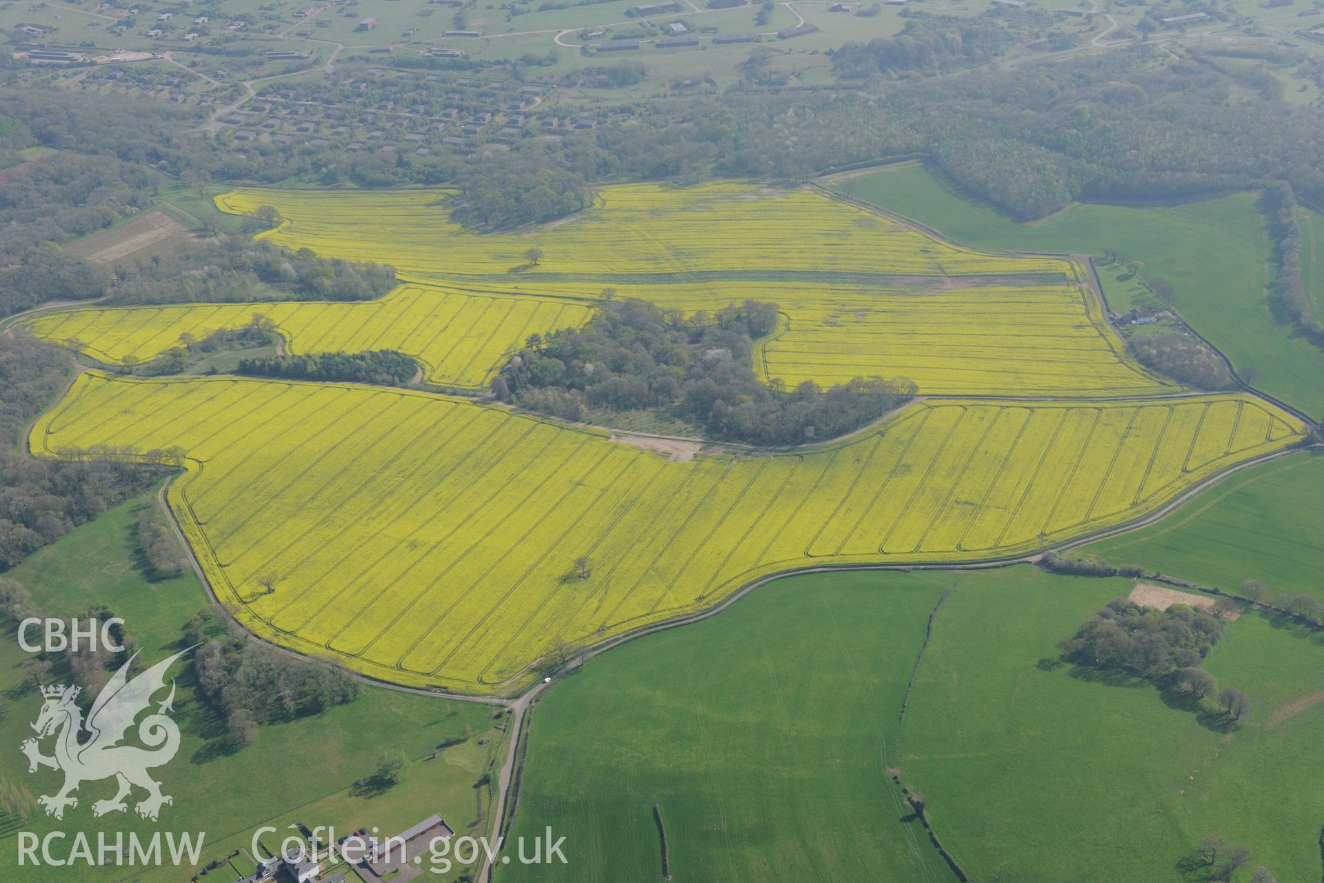 Field near Shirenewton. Oblique aerial photograph taken during the Royal Commission's programme of archaeological aerial reconnaissance by Toby Driver on 21st April 2015.