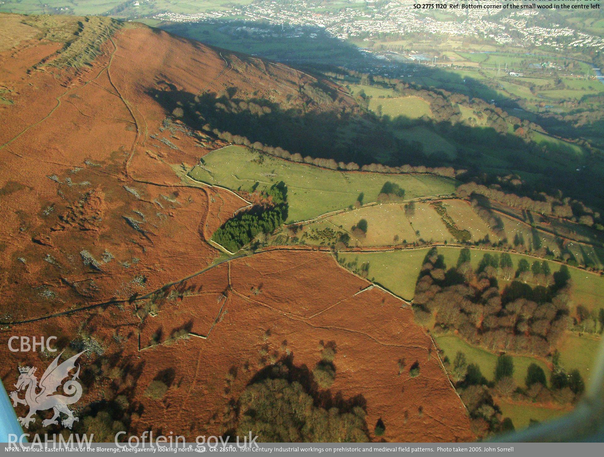 View of east flank of Blorenge Mountain taken by John Sorrell, 2005.