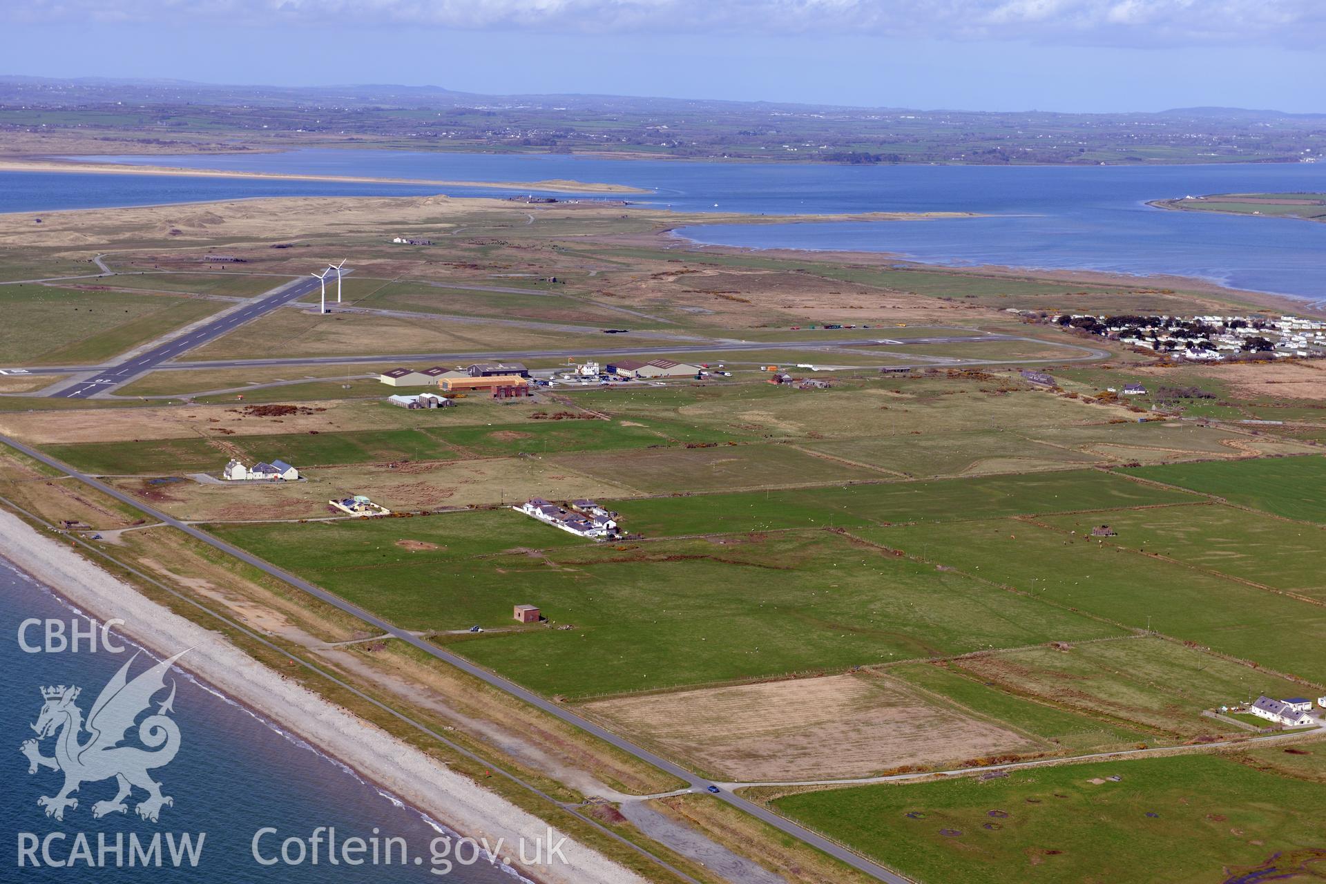 Caernarfon airfield. Oblique aerial photograph taken during the Royal Commission?s programme of archaeological aerial reconnaissance by Toby Driver on 1st May 2013.