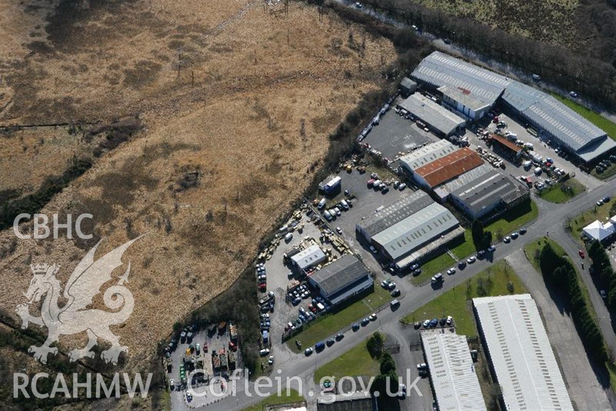 Oblique aerial photograph taken during the Royal Commission?s programme of archaeological aerial reconnaissance by Toby Driver in 2008. Used in Setting Impact Assessment of Land near Garngoch Business Village, Swansea, by Archaeology Wales, 2018.