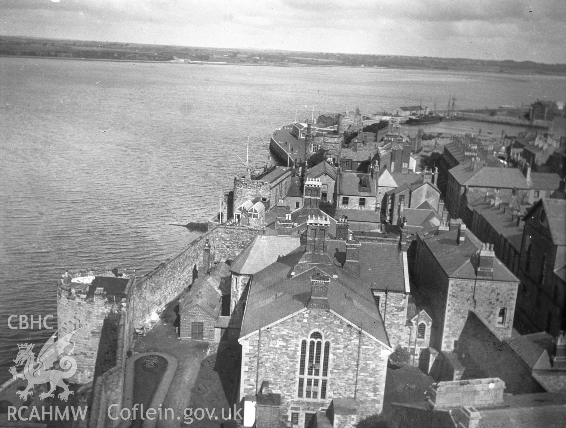 Digital copy of a 1930 nitrate negative showing Caernarfon Town Walls.