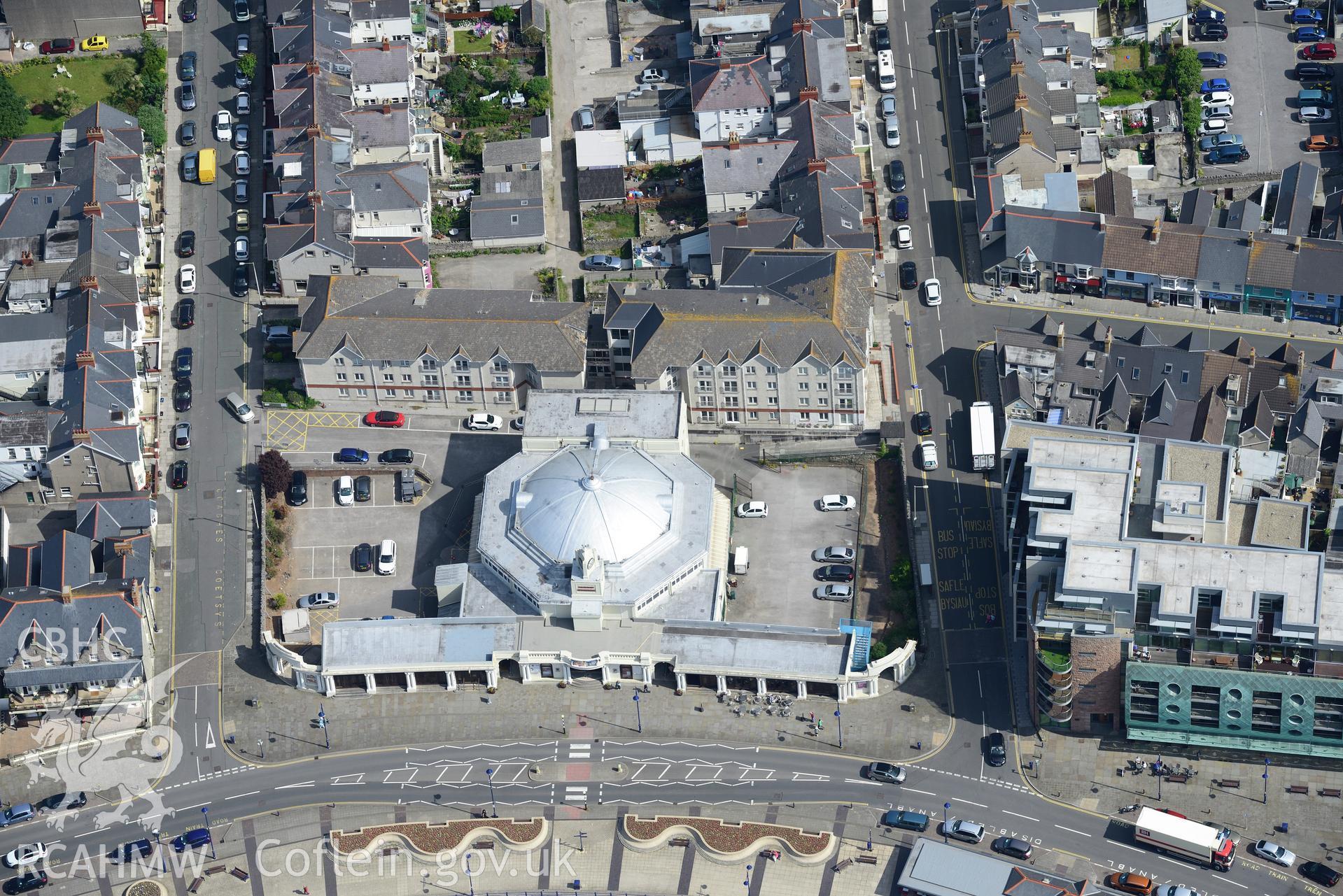 The Grand Pavilion at Porthcawl. Oblique aerial photograph taken during the Royal Commission's programme of archaeological aerial reconnaissance by Toby Driver on 19th June 2015.