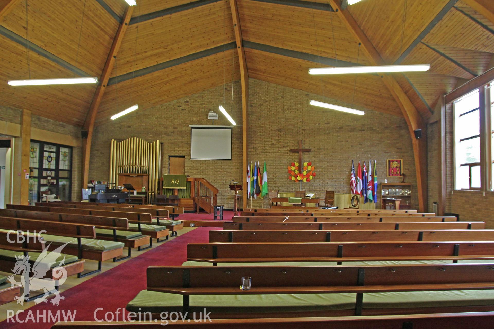Colour photograph showing interior view of the Riverside chapel, Port Talbot. Photographed during survey conducted by Geoff Ward on 5th July 2016.