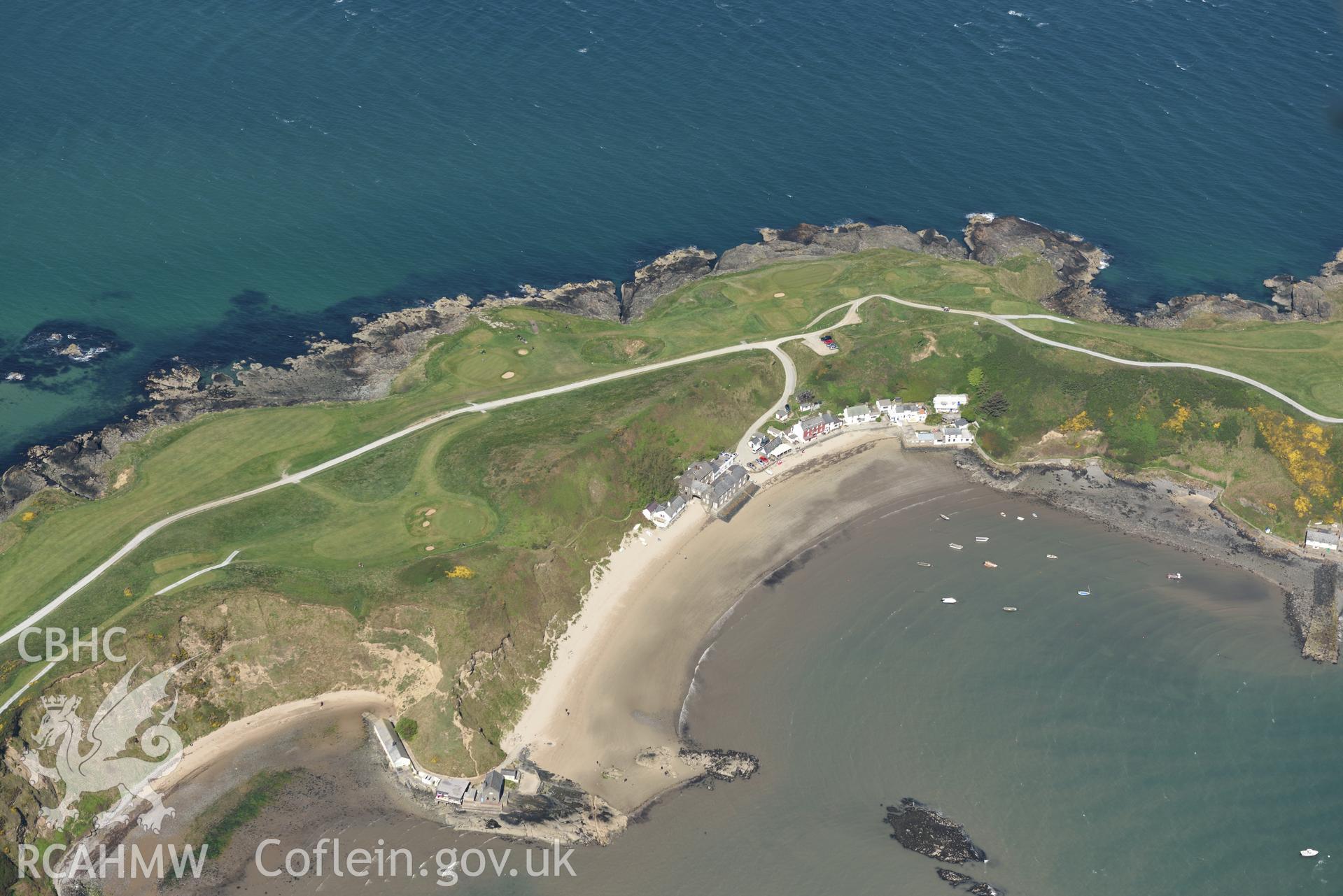 Aerial photography of Trwyn Porth Dinllaen taken on 3rd May 2017.  Baseline aerial reconnaissance survey for the CHERISH Project. ? Crown: CHERISH PROJECT 2017. Produced with EU funds through the Ireland Wales Co-operation Programme 2014-2020. All material made freely available through the Open Government Licence.